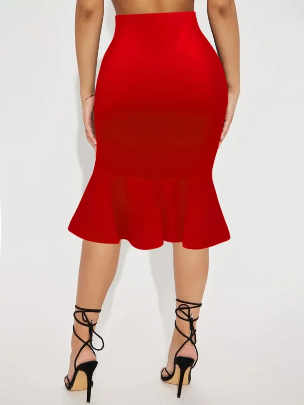 Jupe trompette slim décontractée, jupe taille haute de couleur unie, vêtements pour femmes