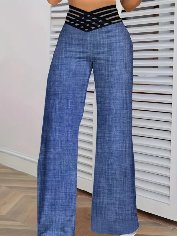 Pantalon large taille haute, pantalon ample décontracté pour le printemps et l'été, vêtements pour femmes – Image 3