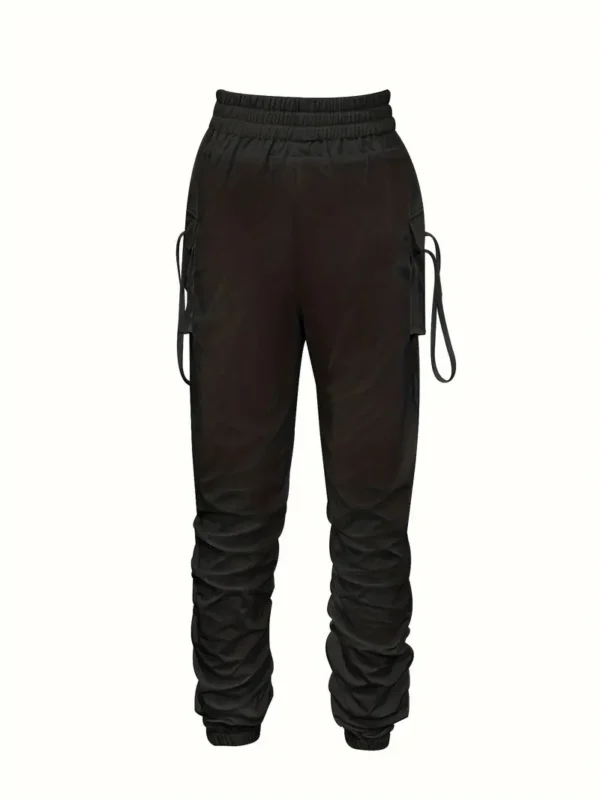 Pantalon de jogging froncé uni Pantalon de jogging froncé uni, pantalon cargo décontracté à taille élastique avec poche à rabat août 8, 2024 Kotazando