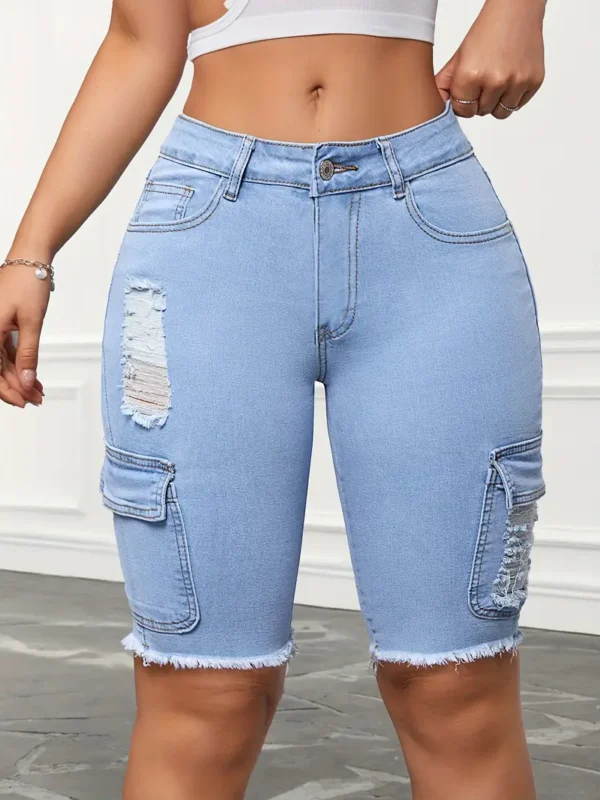 Short bermuda en jean extensible à taille haute pour femme Short bermuda en jean extensible à taille haute pour femme, ourlet déchiré tendance, short en jean longueur genou streetwear août 11, 2024 Kotazando