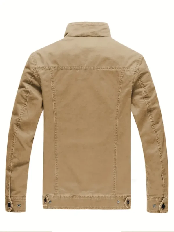 Jacket de moto zippée à manches longues en pur coton pour homme – Image 3
