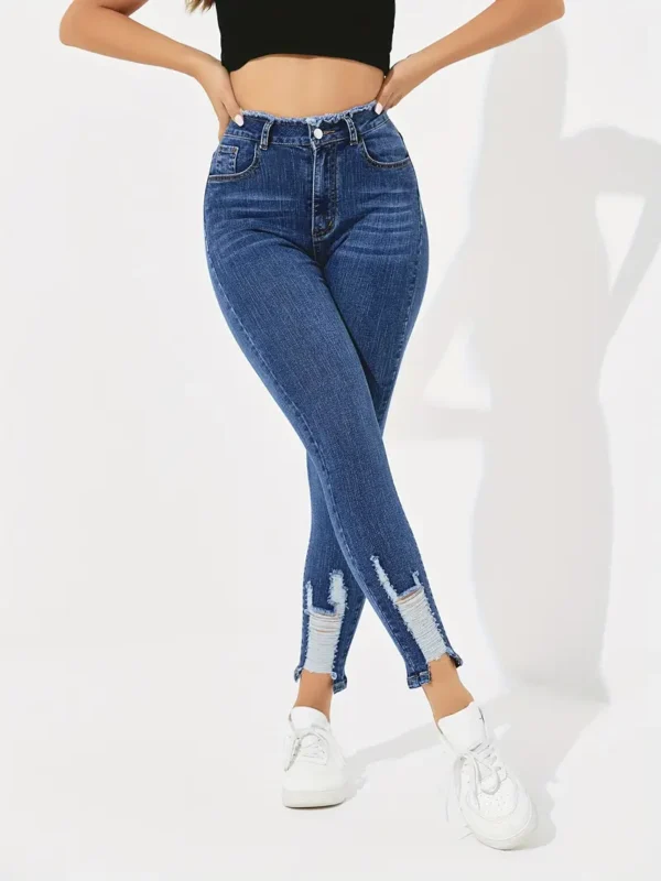 Jean skinny taille haute à coupe slim, jean moulant polyvalent et extensible, jeans et vêtements en denim pour femmes