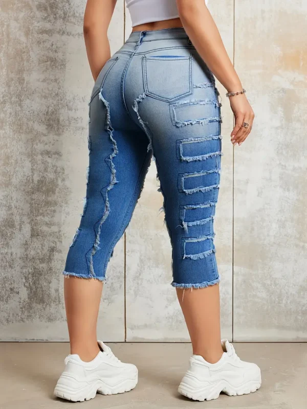 Jean Capri à coutures brutes Jean Capri à coutures brutes, pantalon en denim Capri extensible à poches fendues, jeans et vêtements en denim pour femmes 11 août 2024 Kotazando