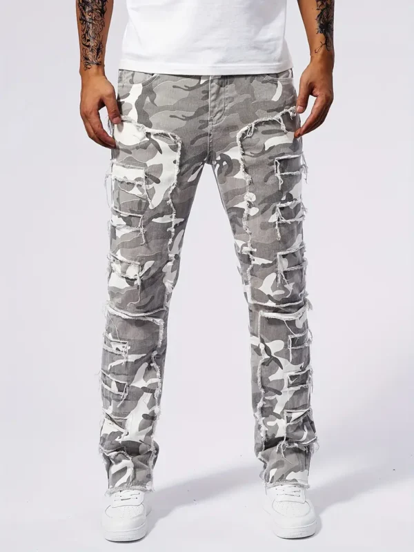 Pantalon en jean effiloché à imprimé graphique camouflage pour homme avec poches Pantalon en jean effiloché à imprimé graphique camouflage pour homme avec poches 18 août 2024 Kotazando