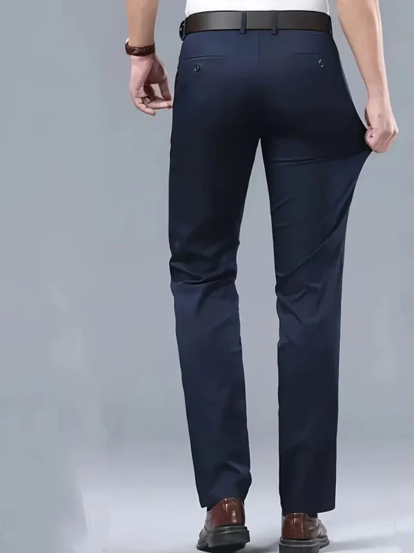 Pantalon habillé légèrement extensible de couleur unie pour homme pour les occasions de bureau, toutes saisons – Image 3