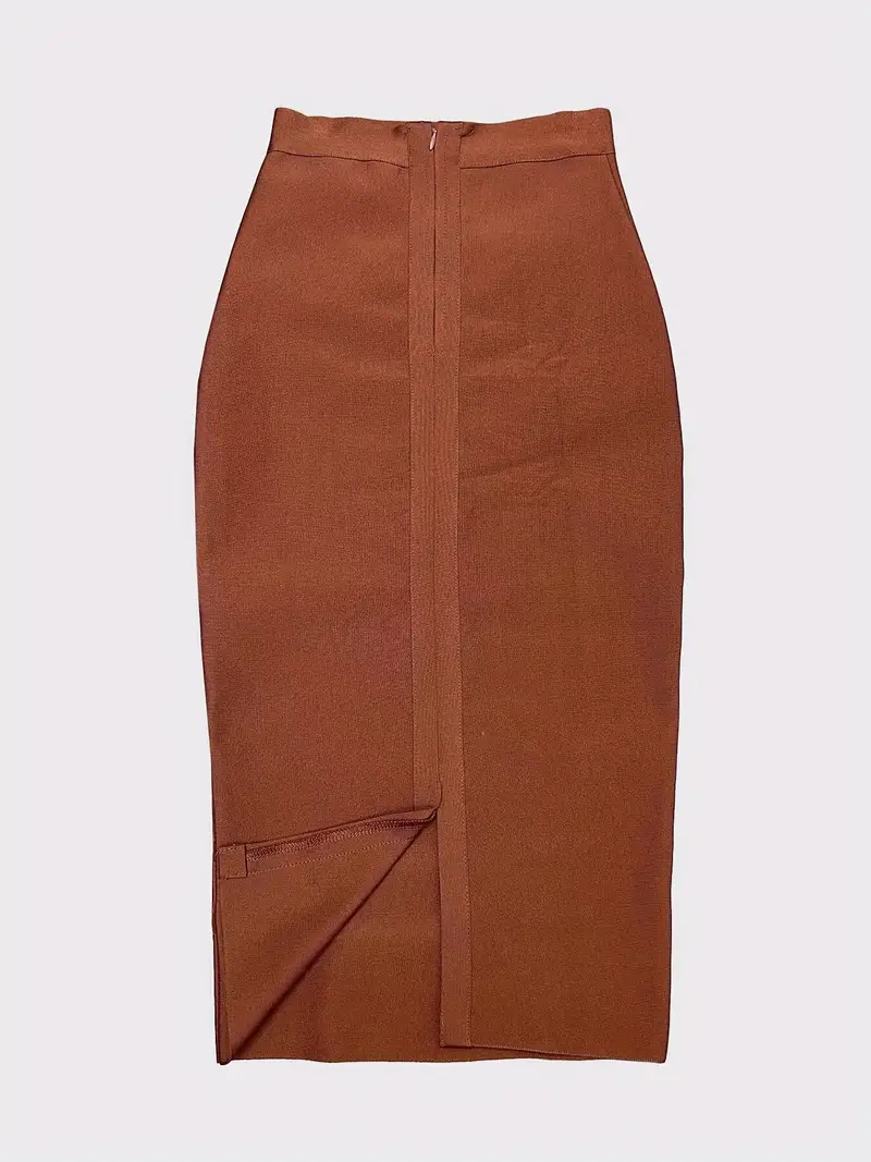 Jupe fendue dans le dos de couleur unie, jupe moulante taille haute élégante pour le bureau et le travail, vêtements pour femmes 5 Jupe fendue dans le dos de couleur unie, jupe moulante taille haute élégante pour le bureau et le travail, vêtements pour femmes – Image 4