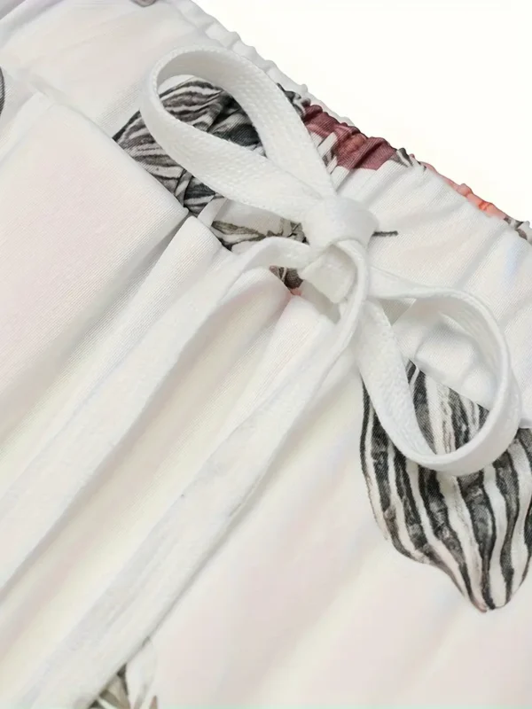 Pantalon à imprimé floral avec faux cordon de serrage – Image 5