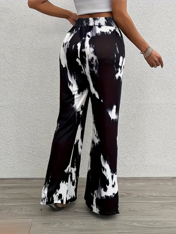 Pantalon large Tie Dye, pantalon décontracté à taille élastique froncée pour le printemps et l'automne, vêtements pour femmes – Image 4