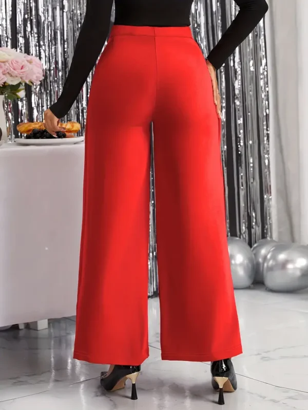 Pantalon large à jambes larges, pantalon ample taille haute élégant pour le printemps et l'été, vêtements pour femmes – Image 4