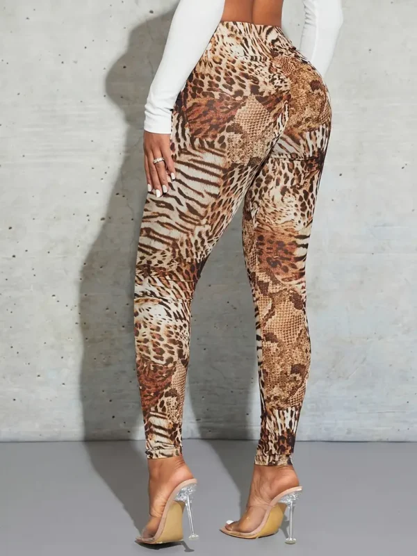 Leggings taille haute à imprimé rayures tigrées, leggings skinny extensibles décontractés pour tous les jours, vêtements pour femmes – Image 4