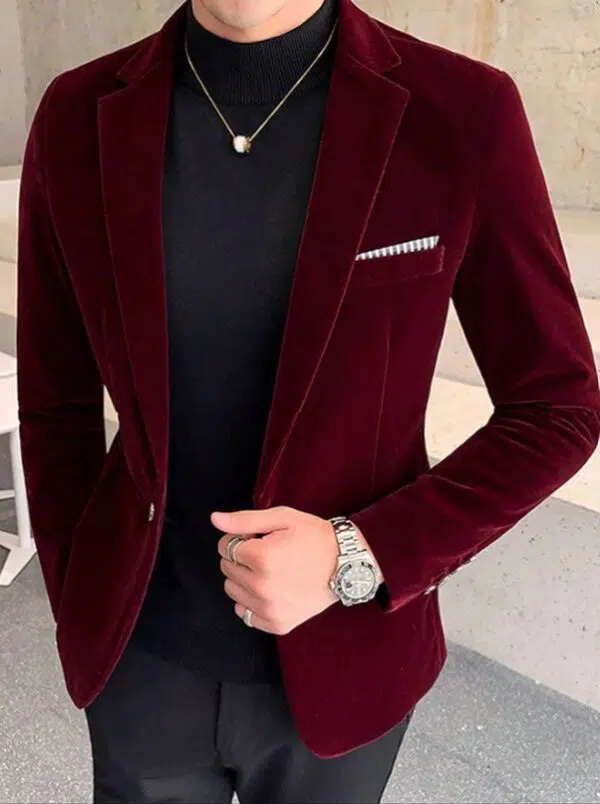 Blazer à bouton unique et col à revers pour homme