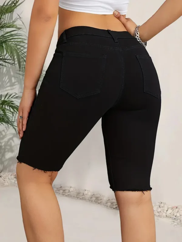 Short Bermuda en denim extensible taille haute élégant pour femme