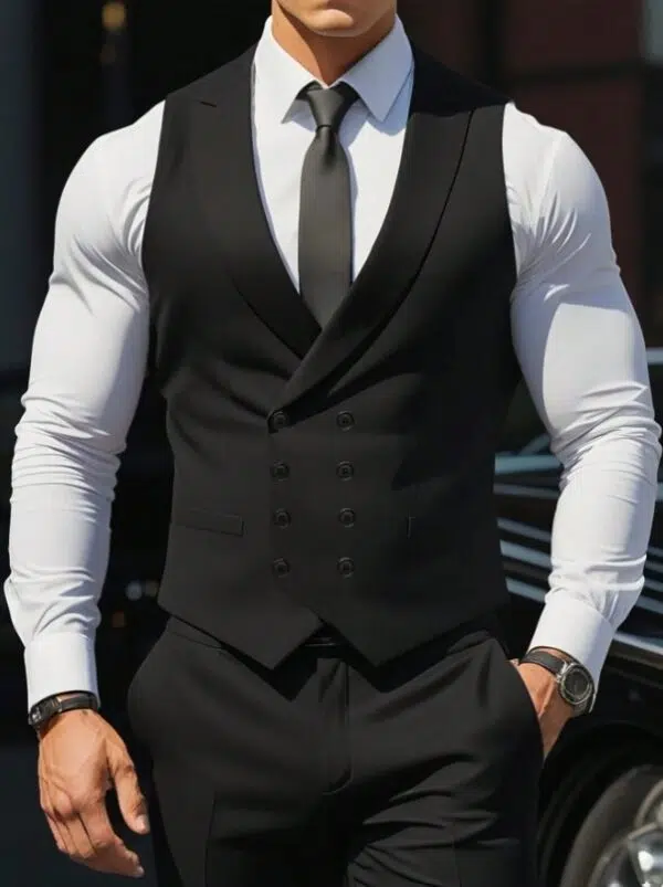 Gilet croisé pour homme sans chemise – Image 4