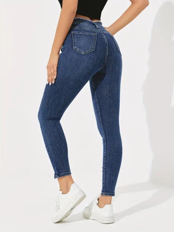 Jean skinny taille haute à coupe slim, jean moulant polyvalent et extensible, jeans et vêtements en denim pour femmes – Image 6