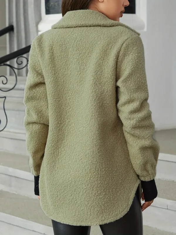 Manteau à simple boutonnage avec poches à rabat, vêtement d'extérieur polyvalent à manches longues pour l'automne et l'hiver, vêtements pour femmes – Image 4