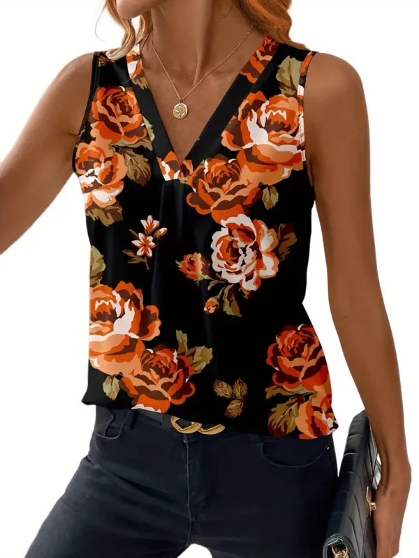 Débardeur à col en V à imprimé floral – Image 4