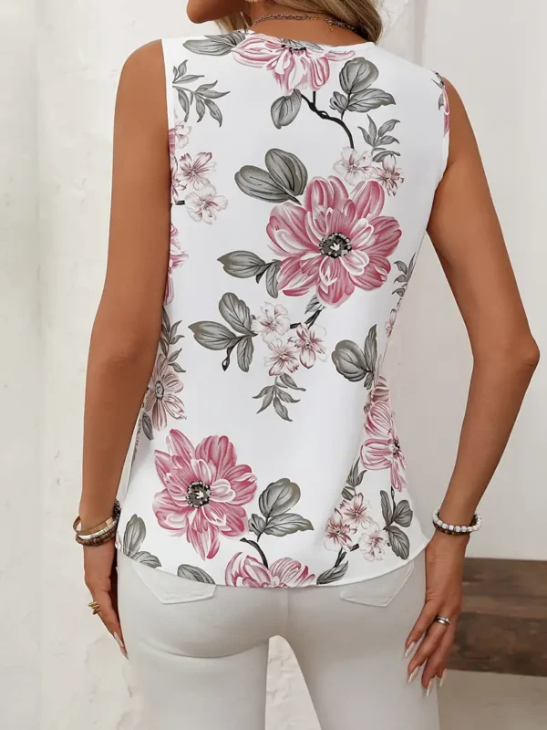 Débardeur à imprimé floral avec boutons décoratifs – Image 4