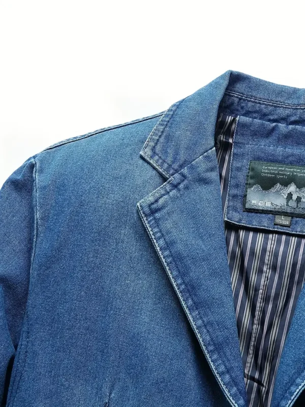 Blazer en jean à manches longues pour homme, coupe décontractée – Image 4