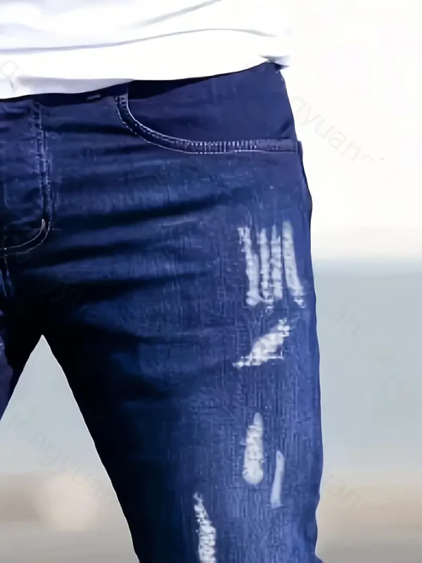 Jean déchiré pour homme, pantalon en denim coupe skinny – Image 4