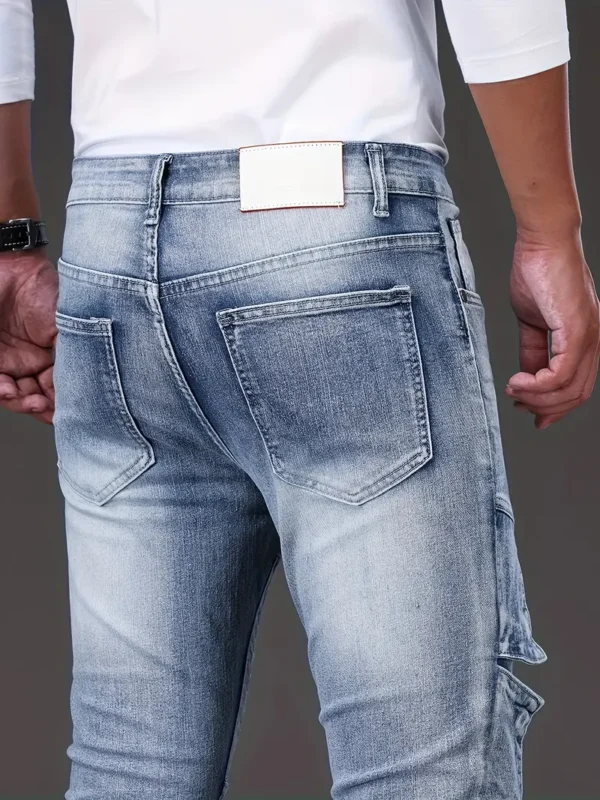 Jean slim chic pour motard, pantalon en denim extensible moyen pour homme – Image 4