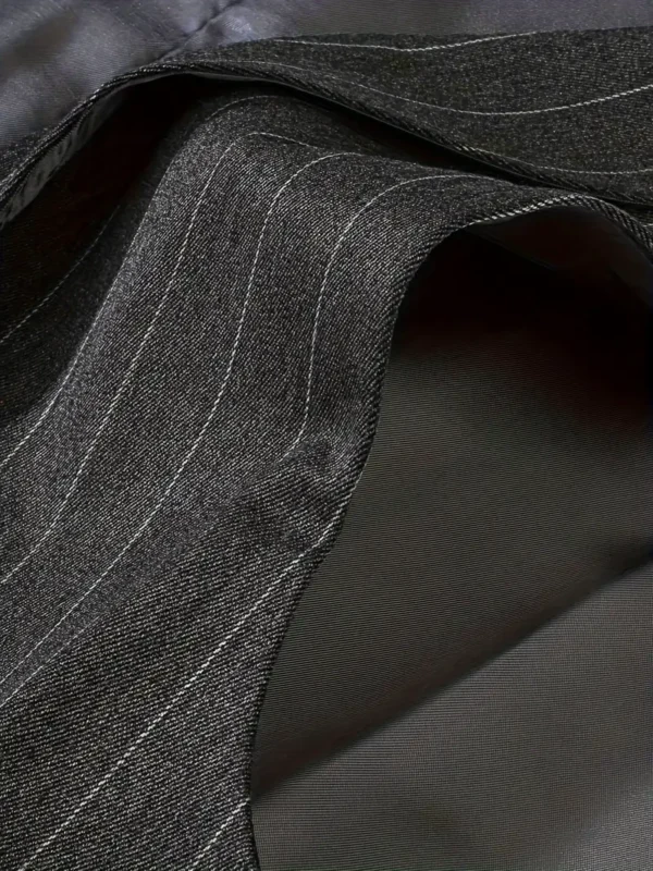 Gilet de costume croisé classique à rayures pour homme avec sangle arrière réglable – Image 4