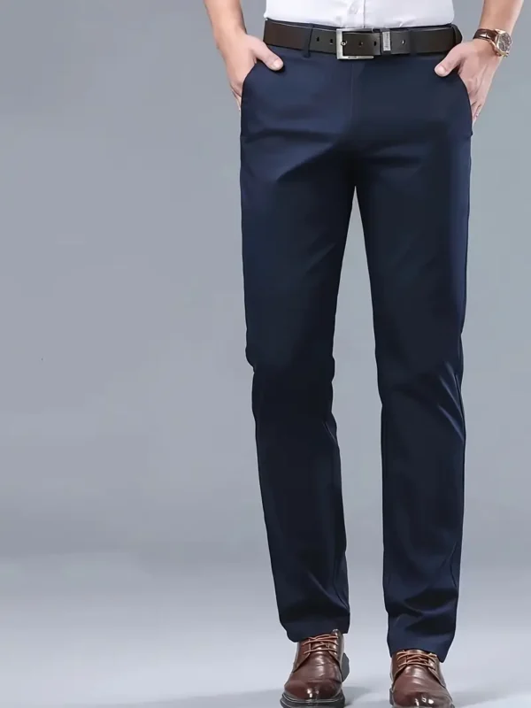 Pantalon habillé légèrement extensible de couleur unie pour homme pour les occasions de bureau, toutes saisons – Image 4