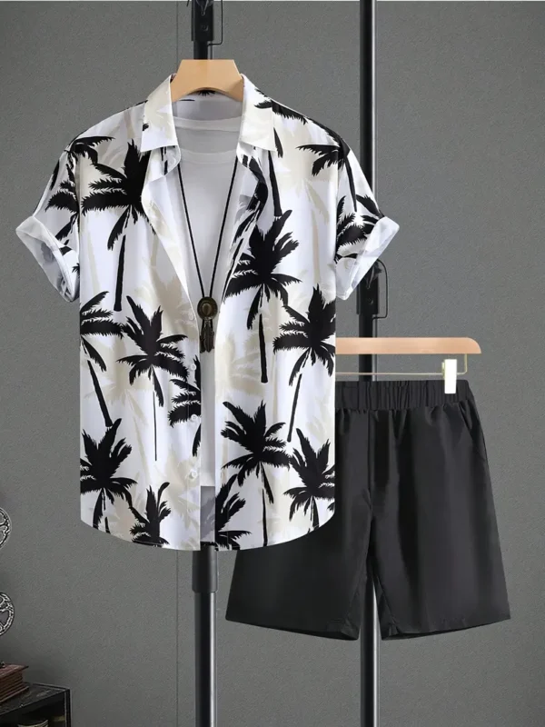 Tenue pour homme, ensemble 2 pièces décontracté avec imprimé graphique de cocotiers – Image 4
