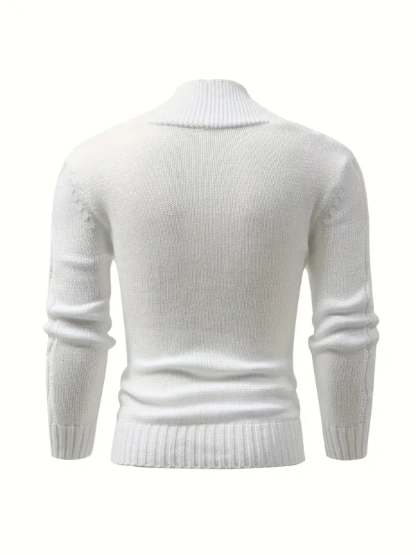 Cardigan boutonné à manches longues en tricot côtelé uni pour homme, hauts confortables chics et tendance pour l'automne et l'hiver, vêtements de loisirs en plein air – Image 4
