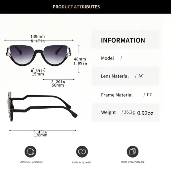 Lunettes de soleil carrées de grande taille pour femmes Lunettes de vue à verres transparents œil de chat tendance Y2K pour femmes, monture à demi-cercle, verres surdimensionnés 28 août 2024 Kotazando