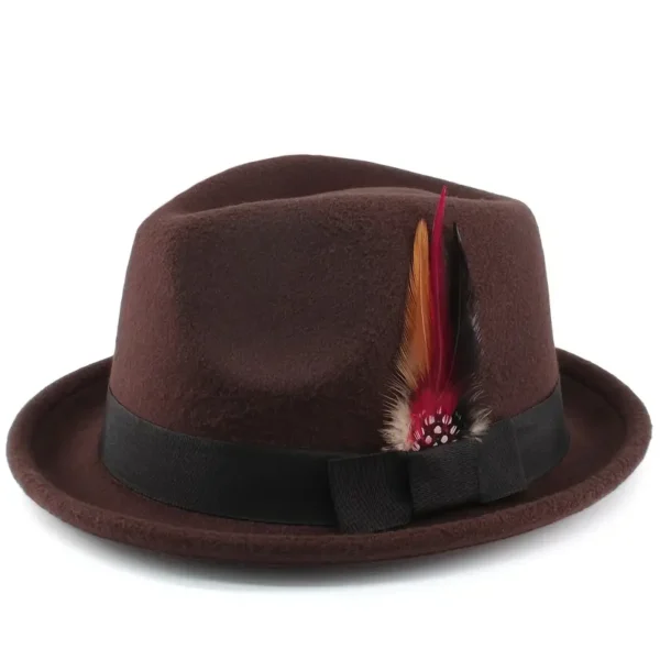 Chapeau à plumes de style britannique pour homme avec bord roulé Chapeau à plumes de style britannique pour homme avec bord roulé, Un cadeau attentionné pour les hommes d'âge moyen et les personnes âgées. 15 septembre 2024 Kotazando