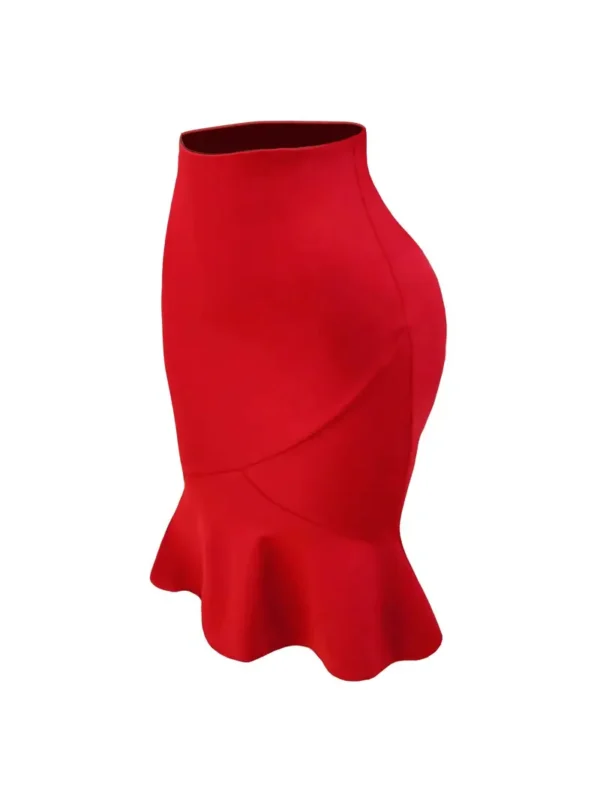 Jupe trompette slim décontractée, jupe taille haute de couleur unie, vêtements pour femmes – Image 5