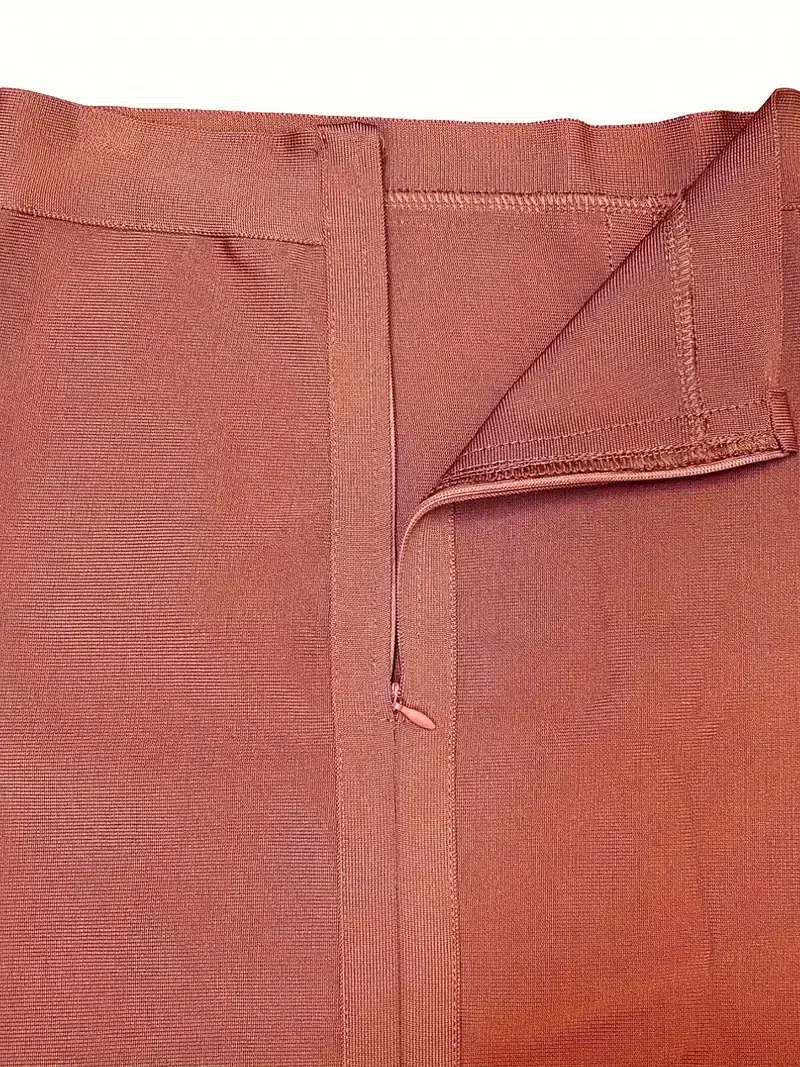 Jupe fendue dans le dos de couleur unie, jupe moulante taille haute élégante pour le bureau et le travail, vêtements pour femmes 6 Jupe fendue dans le dos de couleur unie, jupe moulante taille haute élégante pour le bureau et le travail, vêtements pour femmes – Image 5