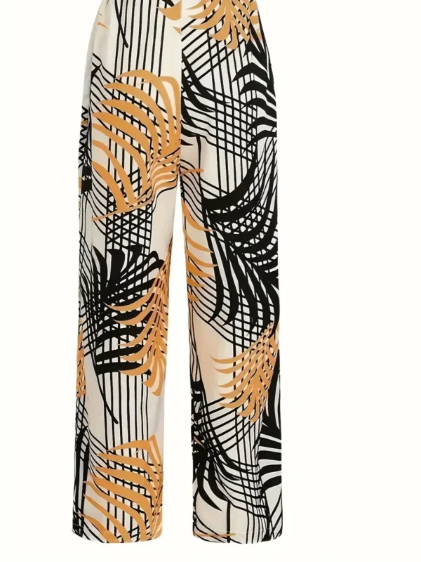 Pantalon à taille nouée imprimé végétal Pantalon à taille nouée imprimé végétal, pantalon long décontracté à jambe large, vêtements pour femmes 8 août 2024 Kotazando