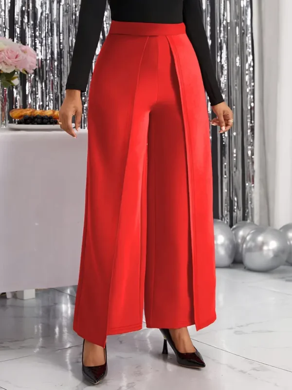 Pantalon large à jambes larges, pantalon ample taille haute élégant pour le printemps et l'été, vêtements pour femmes – Image 5