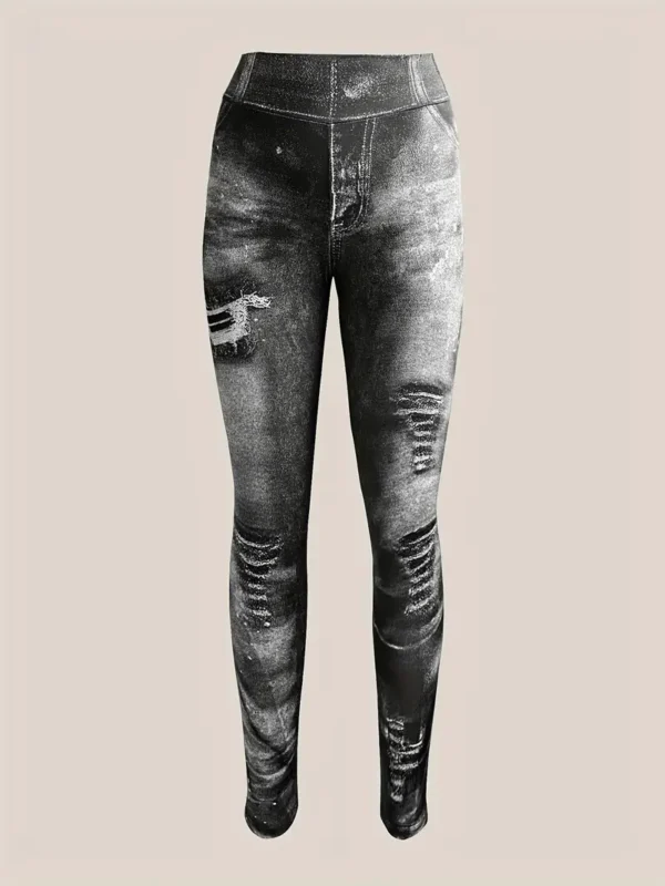 Pantalon moulant de yoga en simili-jean, legging de sport extensible pour course à pied, vêtements de sport pour femmes – Image 5