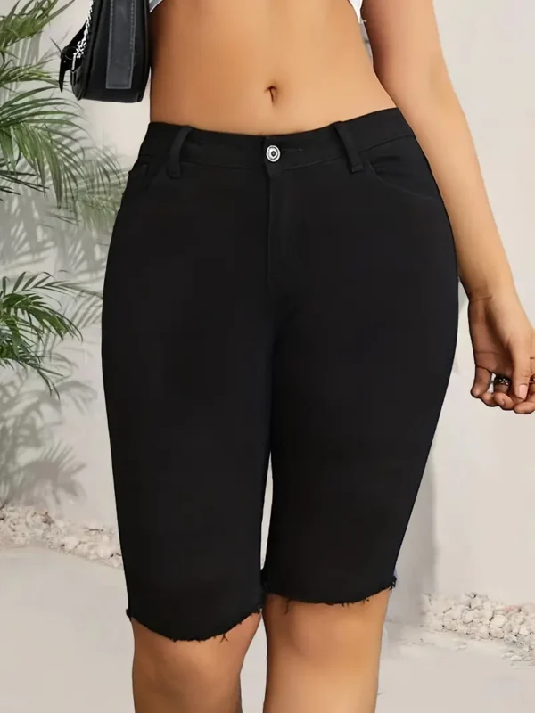 Short Bermuda en denim extensible taille haute élégant pour femme – Image 5