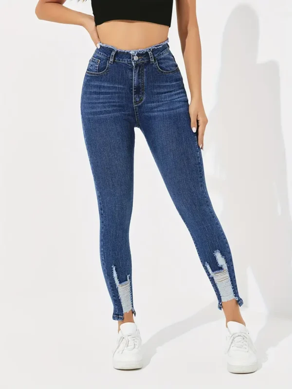 Jean skinny taille haute à coupe slim, jean moulant polyvalent et extensible, jeans et vêtements en denim pour femmes – Image 5