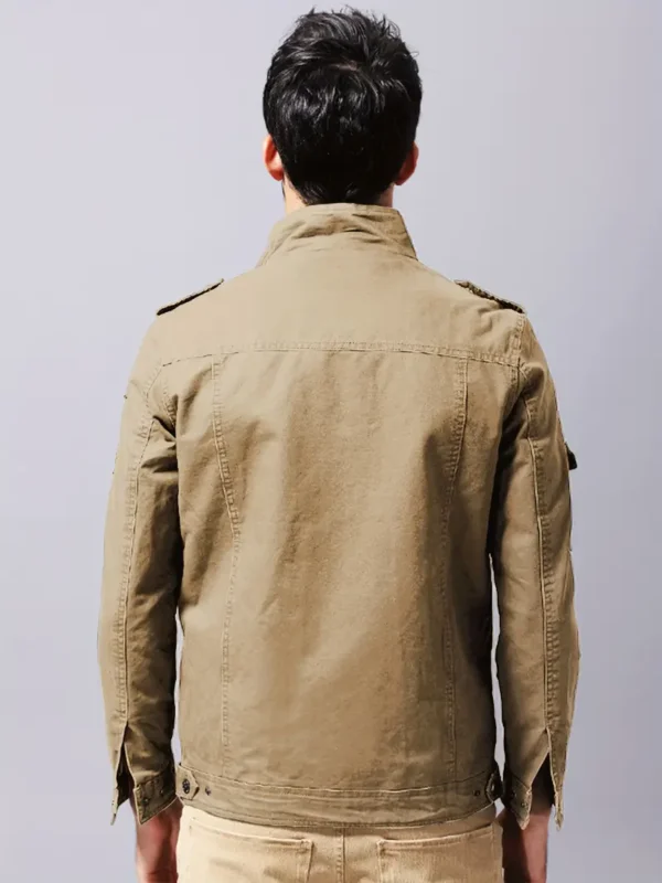 Jacket de moto zippée à manches longues en pur coton pour homme – Image 5