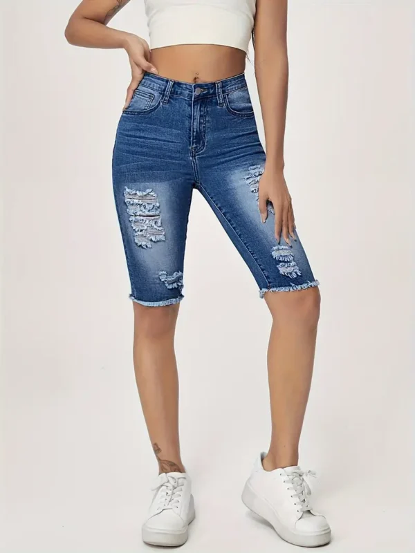 Short en jean déchiré longueur genou pour femme grande taille Short en jean déchiré longueur genou pour femme grande taille, style urbain, short en jean Bermuda 12 août 2024 Kotazando