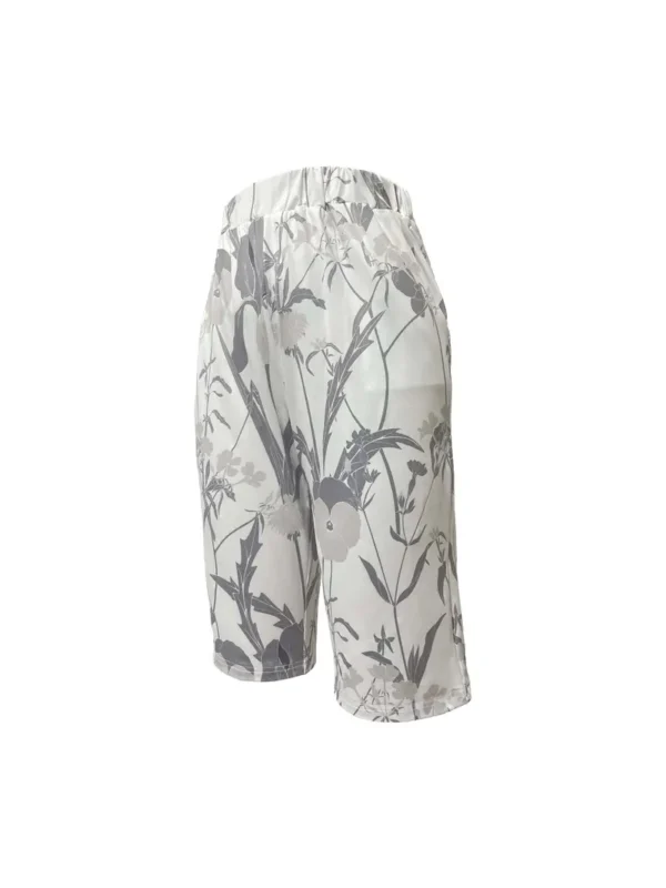Short taille élastique à imprimé floral avec poche inclinée, short ample décontracté pour le printemps et l'été, vêtements pour femmes – Image 5