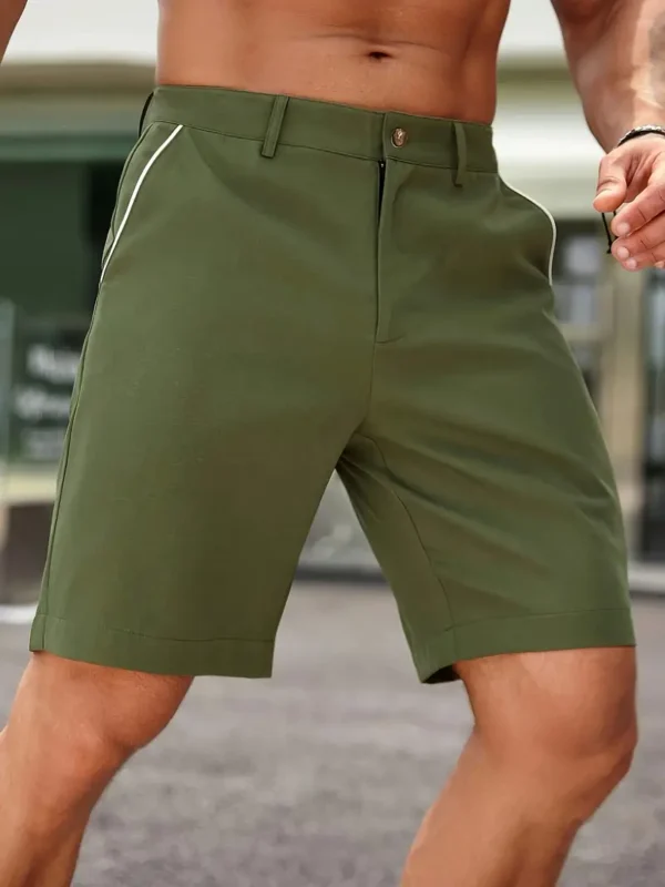 Short décontracté de couleur unie pour homme avec plusieurs poches, short chic et tendance pour les loisirs d'été et les stations balnéaires – Image 5