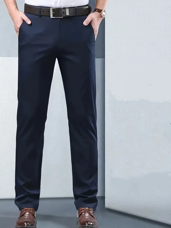 Pantalon habillé légèrement extensible de couleur unie pour homme pour les occasions de bureau, toutes saisons – Image 5