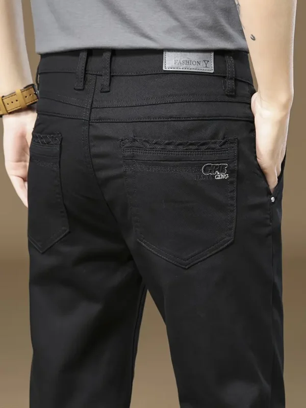 Pantalon élégant uni pour homme avec poches, pantalon décontracté en mélange de coton respirant et ajusté pour le printemps et l'automne