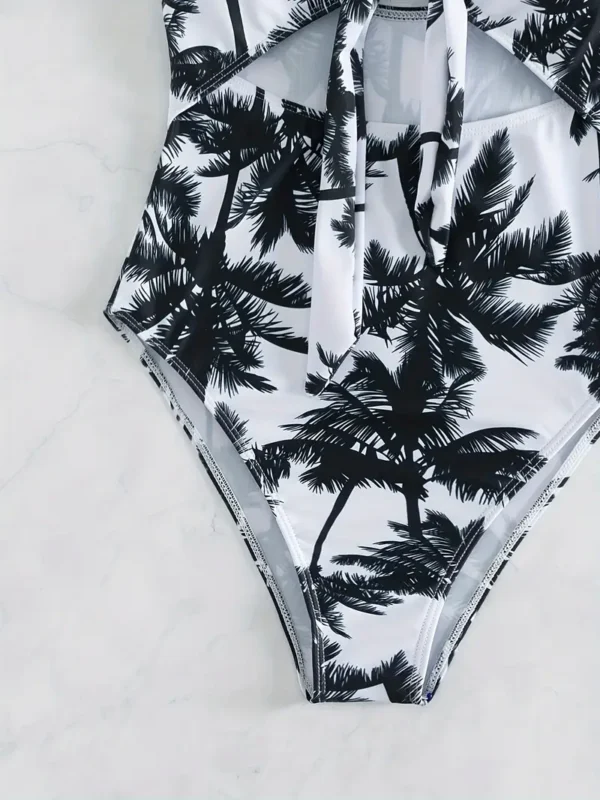 Maillot de bain une pièce dos nu à imprimé arbre tropical, maillots de bain, maillots de bain et vêtements pour femmes - Image 4