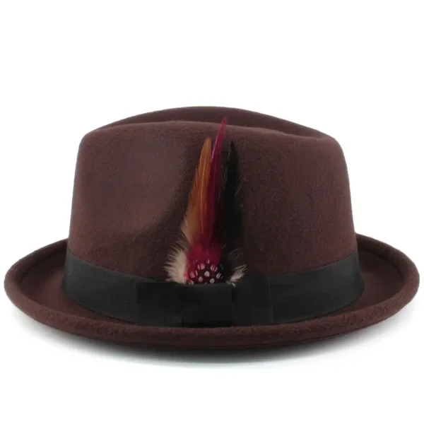 Chapeau à plumes de style britannique pour homme avec bord roulé Chapeau à plumes de style britannique pour homme avec bord roulé, Un cadeau attentionné pour les hommes d'âge moyen et les personnes âgées. 15 septembre 2024 Kotazando