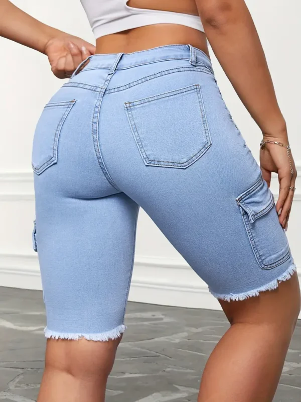 Short bermuda en jean extensible à taille haute pour femme Short bermuda en jean extensible à taille haute pour femme, ourlet déchiré tendance, short en jean longueur genou streetwear août 11, 2024 Kotazando