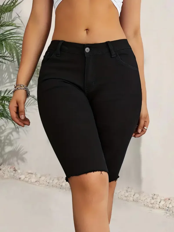 Short Bermuda en denim extensible taille haute élégant pour femme – Image 6