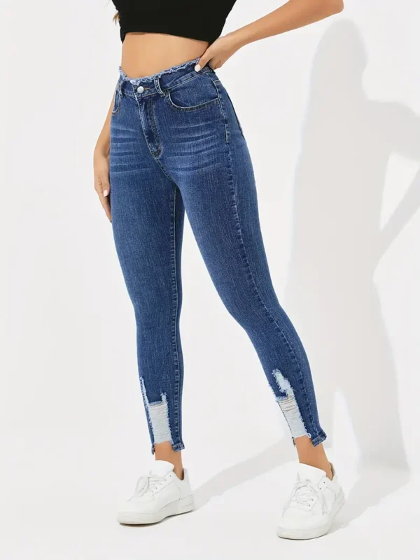 Jean skinny taille haute à coupe slim, jean moulant polyvalent et extensible, jeans et vêtements en denim pour femmes – Image 4