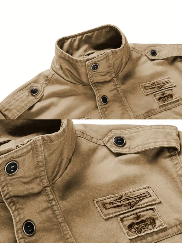 Jacket de moto zippée à manches longues en pur coton pour homme – Image 6