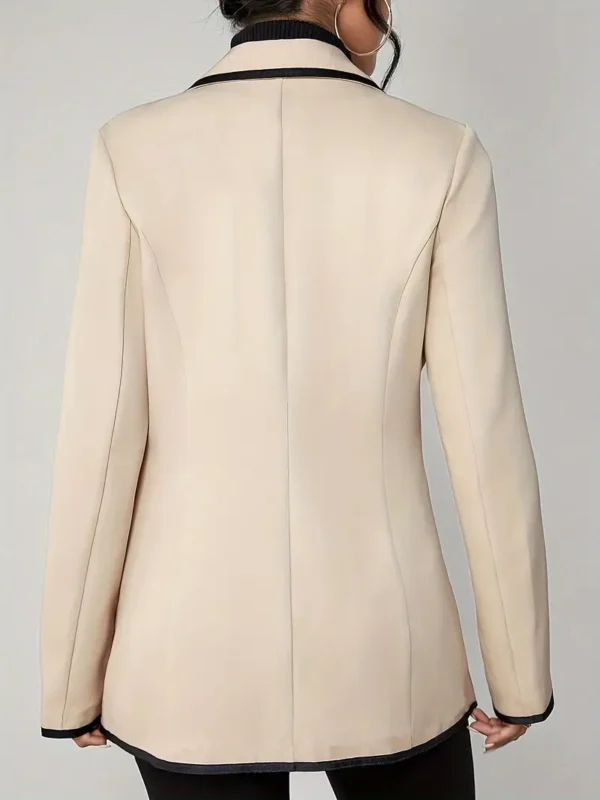 Blazer à revers cranté boutonné sur le devant, élégant blazer à manches longues avec bordure contrastée pour le bureau et le travail, vêtements pour femmes - Image 6